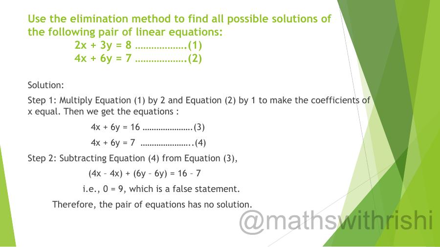 PAIR OF LINEAR EQUATIONS IN TWO VARIABLES (Class 10th) - PowerPoint ...