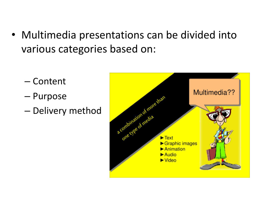 Multimedia presentation divided into - PowerPoint Slides - LearnPick India