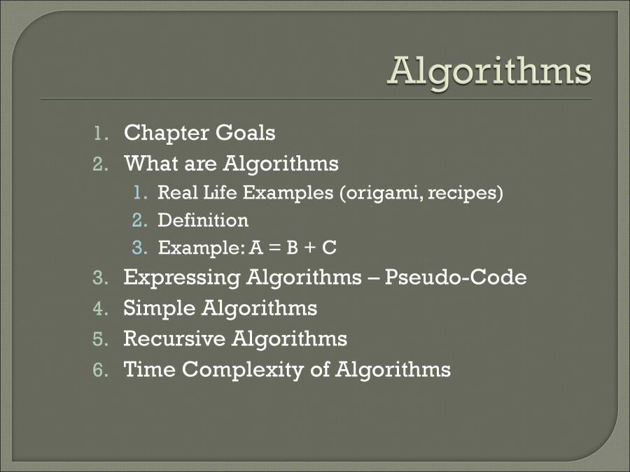 Algorithms Concepts - PowerPoint Slides - LearnPick India