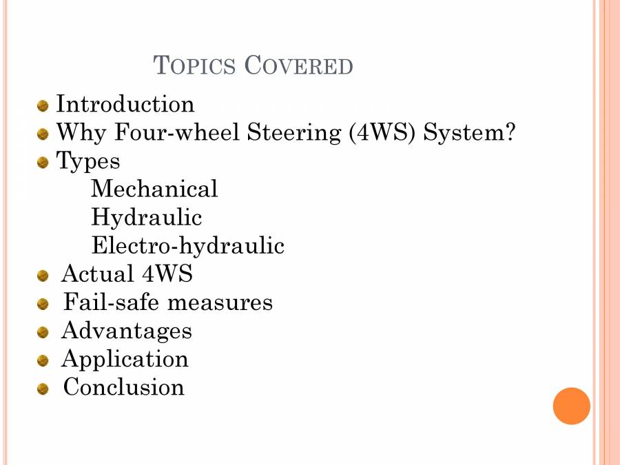 Four Wheel Steering System PowerPoint Slides LearnPick India