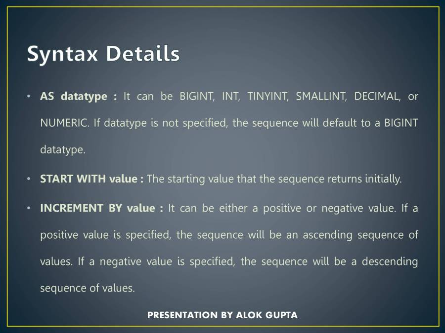 DBMS Sequences - PowerPoint Slides - LearnPick India