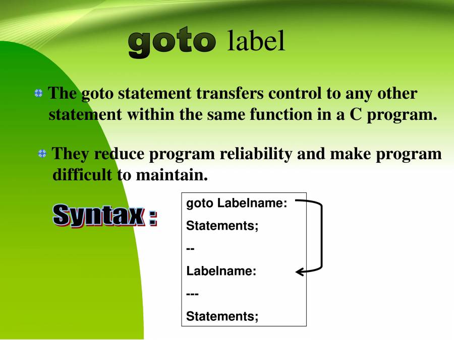Control And Looping Statements In C. - PowerPoint Slides - LearnPick India