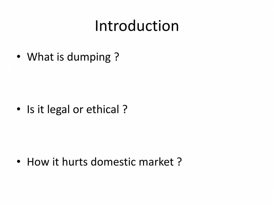 The Economic And Legal Analysis Of Dumping PowerPoint Slides