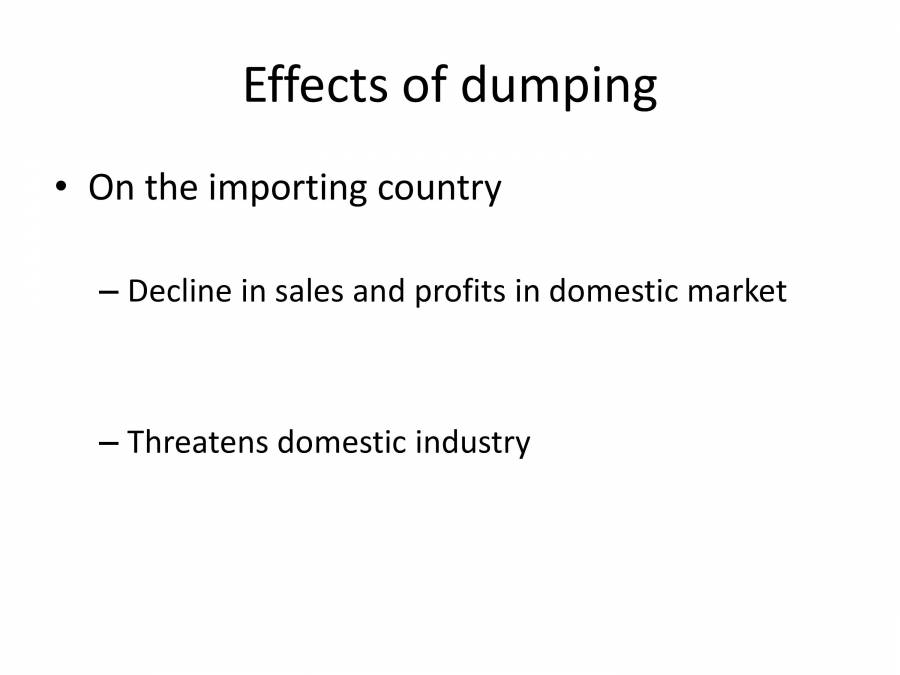 The Economic And Legal Analysis Of Dumping PowerPoint Slides