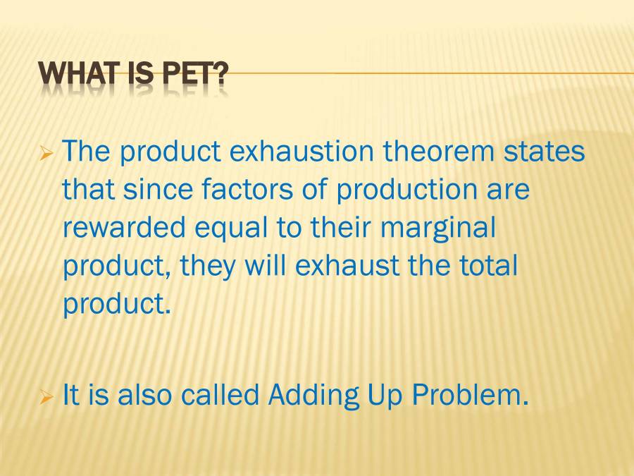 Product Exhaustion Theorem Economics PowerPoint Slides LearnPick
