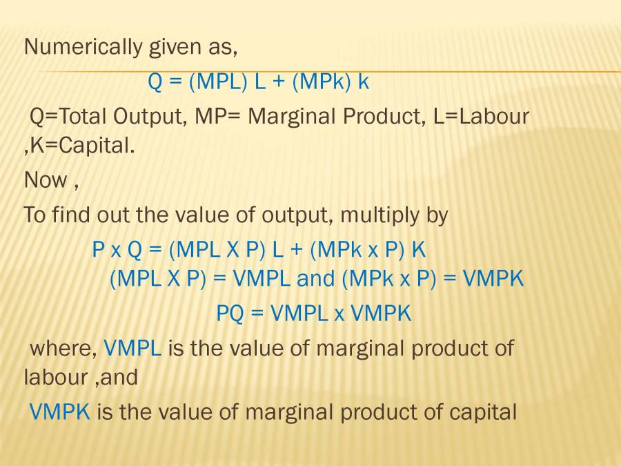 Product Exhaustion Theorem Economics PowerPoint Slides LearnPick